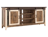 2 Glass Doors 2 Sliding Doors TV Stand - Rustic Antique