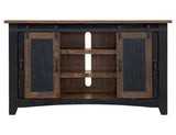 Pueblo Black TV Stand - 2 Sliding Doors, 2 Mesh Doors, Solid Pine
