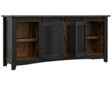 Pueblo Black TV Stand: 2 Sliding & 2 Mesh Doors, Solid Pine