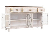3 Drawer 4 Glass Door Console | Sahara Organic Modern Design