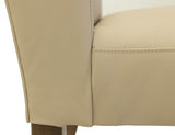 Silver Upholstered Dining Chair | Ivory Leather & Wood