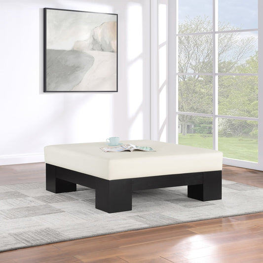Charleville Coffee Table - Elegant Cream Vegan Leather Top with Solid Wood Base for Modern Spaces