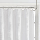 Medium Weight Waffle Weave Cotton Shower Curtain, White