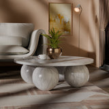 Spherical Coffee Table - Luxurious Art Deco Design with Genuine Marquino Marble and Unique Bases