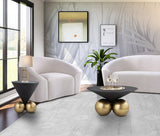 Naples Sculptural End Table - Glamorous Grey Cement Top with Brushed Brass Base for Modern Elegance