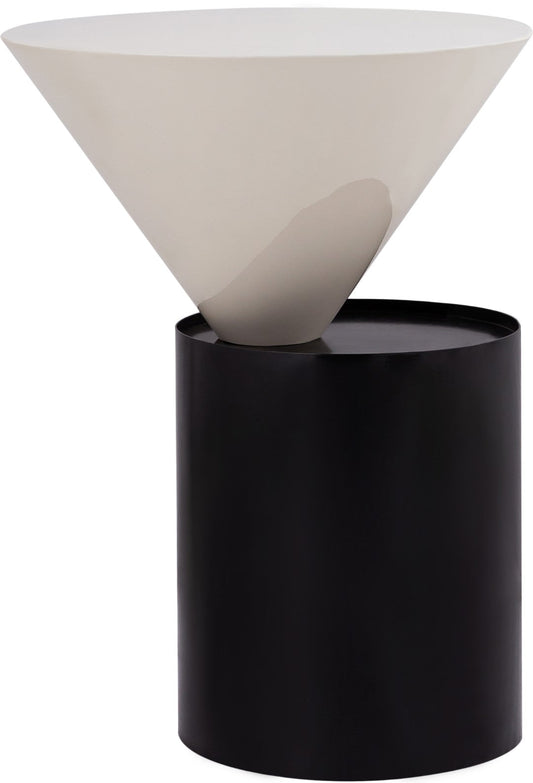 Damon Iron Contemporary End Table - Sleek Design with Artful Metal Top and Modern Matte Base