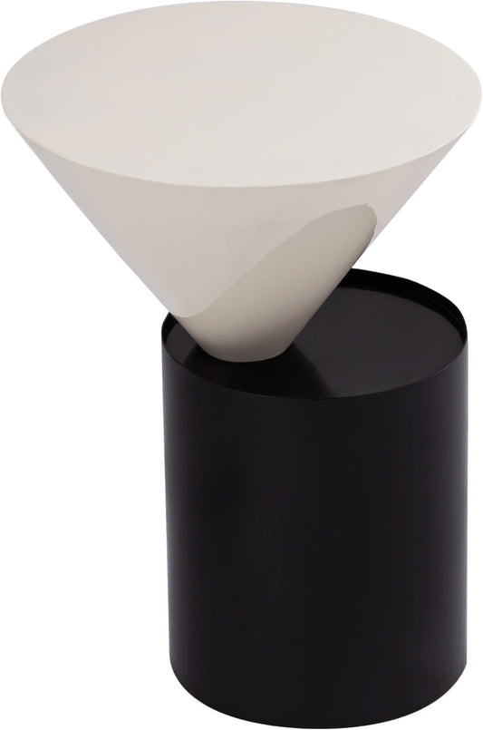Damon Iron Contemporary End Table - Sleek Design with Artful Metal Top and Modern Matte Base