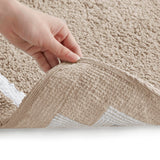 High Pile Bordered Bathroom Rug, Taupe