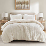 Cable Knit Chenille in Sherpa Reverse Comforter Set, Ivory