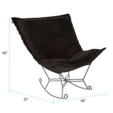 Scroll Puff Rocker Angora Ebony