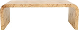 Cresthill Stunning Burl Wood Art Deco Coffee Table - Curved Design, Natural Finish, 200 lbs Capacity