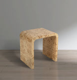 Cresthill Elegant Burl Wood Art Deco End Table - Curved Design, Natural Finish, 200 lbs Capacity