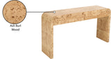 Cresthill Elegant Burl Wood Art Deco Console Table - Curved Design, Sturdy 200 lbs Capacity, Natural Finish