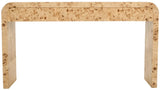 Cresthill Elegant Burl Wood Art Deco Console Table - Curved Design, Sturdy 200 lbs Capacity, Natural Finish