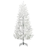 HOMCOM 7 Foot Snow Flocked Artificial Christmas Tree with 240 Fir Realistic Branches, Auto Open, Green
