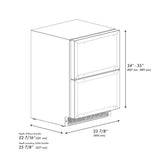 ZLINE 24" Touchstone 168 Can Outdoor-Rated Dual Refrigerator Drawer, Panel Ready, RDSPO-24