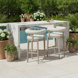 PURPLE LEAF Outdoor Bar Stools Set of 2 Modern Olefin Upholstered Barstools with Back and Armrest Bar Chairs for Garden Kitchen Island