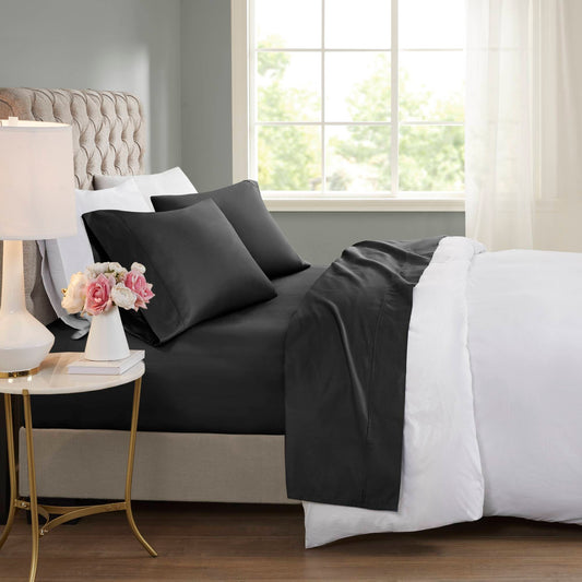 4pcs 600TC Cooling Cotton Blend Sheet Set, Black