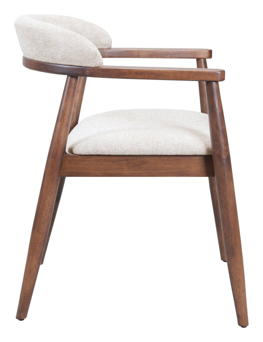 Goka Dining Chair Beige & Walnut