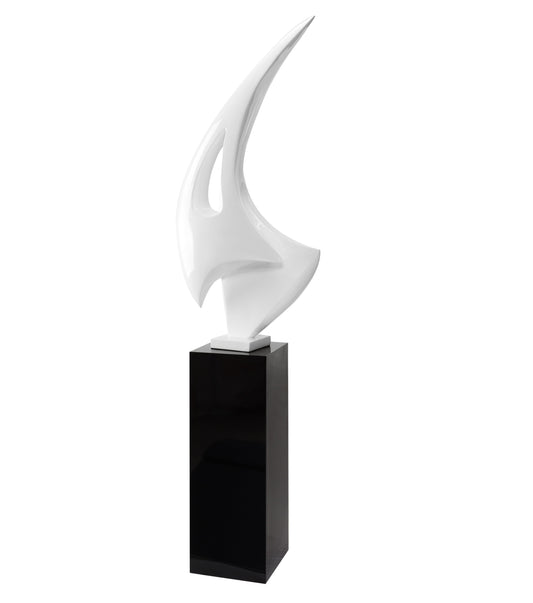 Sail Floor Sculpture With Black Stand 70" Tall // White