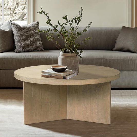 Round Starburst Reclaimed Greige Modern Coffee Table