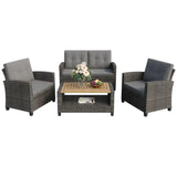 4-Piece Patio Furniture Set, Wicker Patio Conversation Set