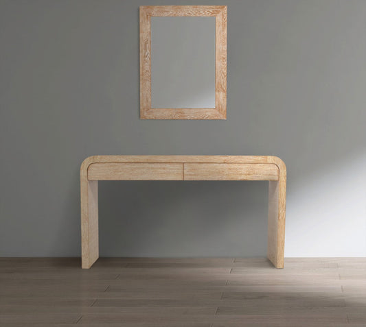 Cresthill Oak Wood Art Deco Console Table - Stylish Brushed Finish, Durable Design, 200 lbs Capacity