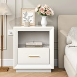 Nightstand with Charging Station: Bedside Table with Drawer