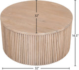 Oakhill Contemporary Coffee Table in Solid Mango Wood with Chic Fluted Design & White Oak Finish