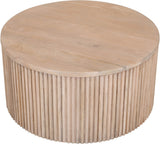 Oakhill Contemporary Coffee Table in Solid Mango Wood with Chic Fluted Design & White Oak Finish