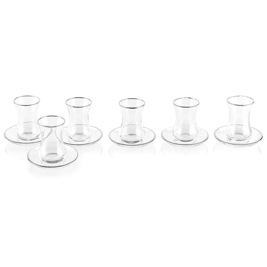 Classic Glass Cup & Saucer Set with Gold Trim