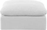 Indulge - Linen Ottoman - White