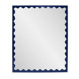 Santosh Rectangular Mirror with Inner Scalloped Edge in Glossy Navy
