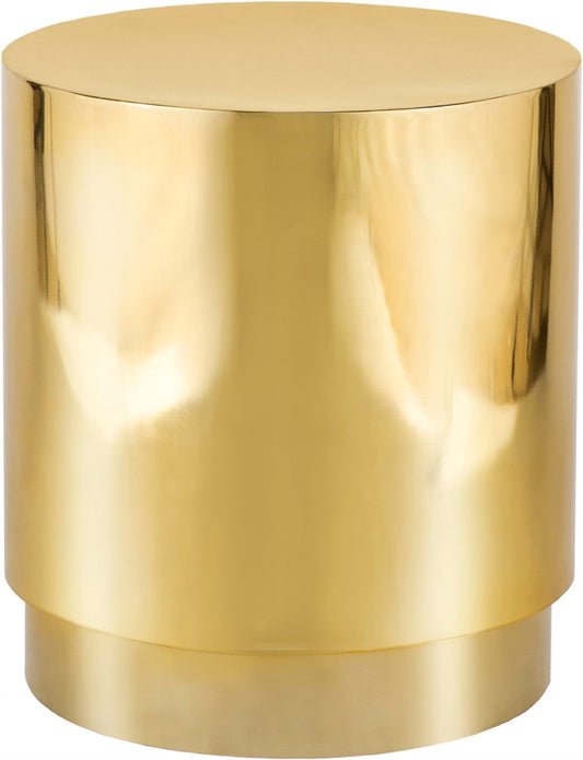 Jazzy Stainless Steel Drum End Table - Elegant Contemporary Design for Stylish Home Decor