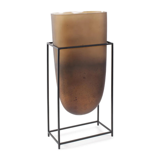 Bronze Euler Vase with Black Iron Stand- Tall