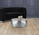 Jazzy Stainless Steel Drum Coffee Table - Elegant Contemporary Design for Modern Living Spaces