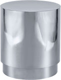 Jazzy Stainless Steel Drum End Table - Elegant Contemporary Design for Stylish Home Decor