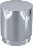 Jazzy Stainless Steel Drum End Table - Elegant Contemporary Design for Stylish Home Decor