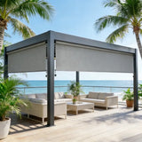 Solar Crank Outdoor Roller Shade with Teslin, No Cassette