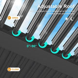 Louvered Pergola, Outdoor Metal Canopy with Adjustable Roof