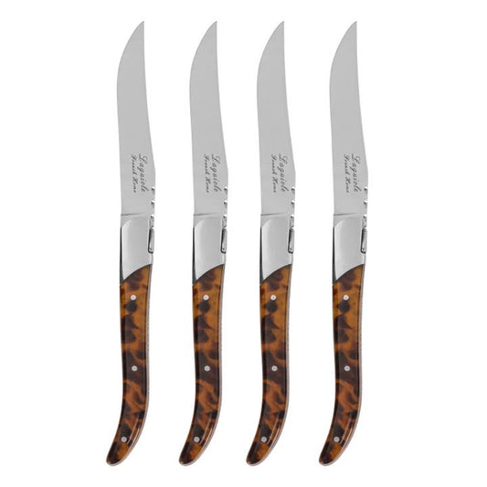 Tortoise Shell 4-Piece Laguiole Connoisseur Steak Knife Set