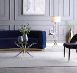 Mercury Acrylic Gold Coffee Table with Clear Tempered Glass Top - Stylish Modern Living Room Accent