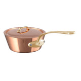 Mauviel M'Tradition Polished Copper & Tin Inside Splayed Saute Pan With Lid, Brass Handle, 3-Qt