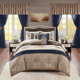 24-Piece Room-in-A-Bag Medallion Comforter Set, Navy Blue