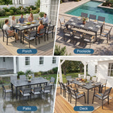 8-Person All-Aluminum Patio Dining Set, Extendable Table