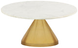 Emery Contemporary Coffee Table with Genuine White Marble Top & Brushed Gold Base for Glam Style