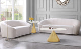 Emery Contemporary Coffee Table with Genuine White Marble Top & Brushed Gold Base for Glam Style
