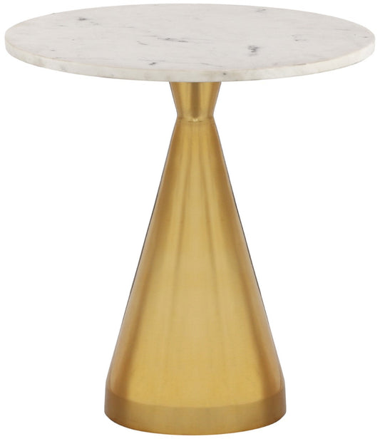 Emery Glamorous End Table with White Marble Top & Gold Stainless Steel Base - Modern Elegance