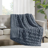 Soft Warm Ruched 50x60" Throw Blanket, Slate Blue