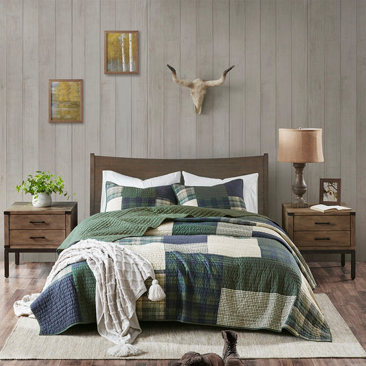 Oversized Cotton Quilt Set, Green